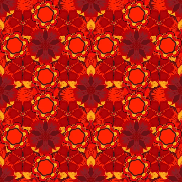 Бесшовный Абстрактный Рисунок Оранжевым Желтым Красным Повторяющимися Элементами Восточный Векторный — стоковый вектор