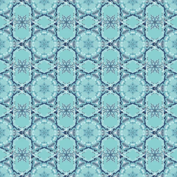 Ornamentales Muster Blauen Farben Vector Nahtloses Damastmuster Klassische Tapete Hintergrund — Stockvektor