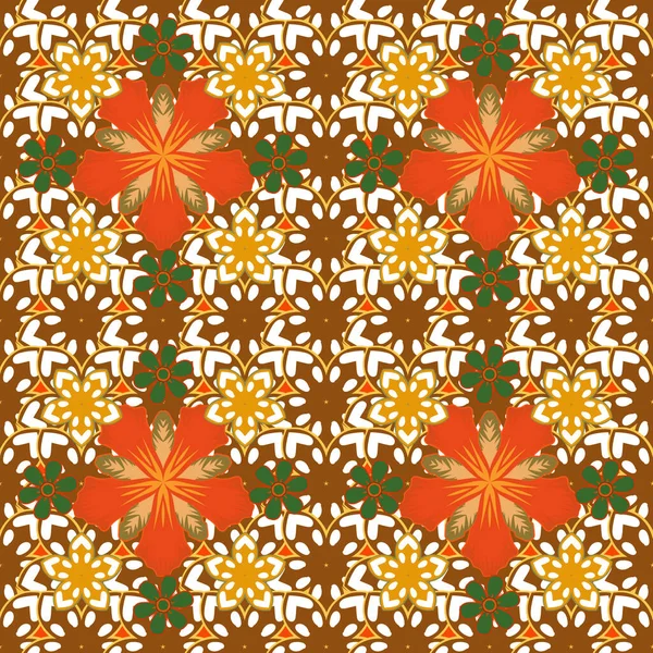 Pequeño Patrón Floral Sin Costuras Delicadas Florecitas Colores Blanco Naranja — Vector de stock