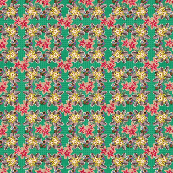 Patrón Sin Costuras Con Flores Decorativas Verano Colores Azul Verde — Archivo Imágenes Vectoriales