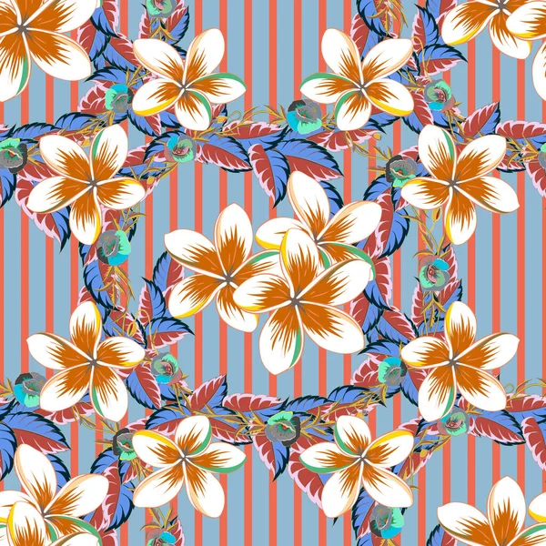 Vintage Vecteur Abstrait Motif Floral Sans Couture Sur Fond Bleu — Image vectorielle