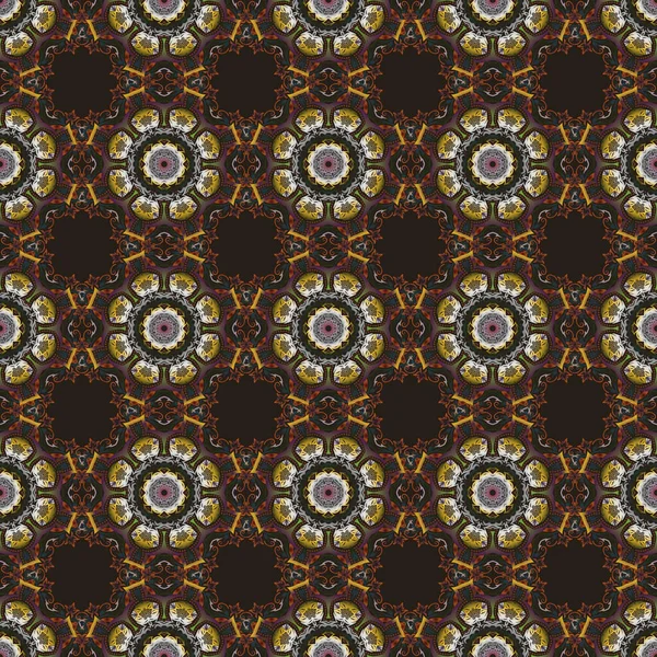 Symétrie Décorative Arabesque Motif Royal Floral Médiéval Modèle Sans Couture — Image vectorielle