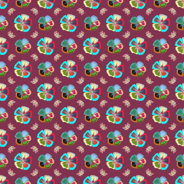 Разноцветная Бесшовная Иллюстрация Тропический Бесшовный Узор Многими Разноцветными Абстрактными Цветами — стоковый вектор