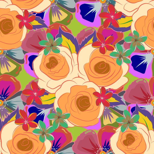 Motif Floral Multicolore Sans Couture Fond Floral Abstrait Vectoriel — Image vectorielle