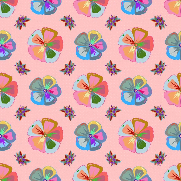 Patrón Floral Sin Costuras Con Flores Estilizadas Colores Rosa Azul — Vector de stock