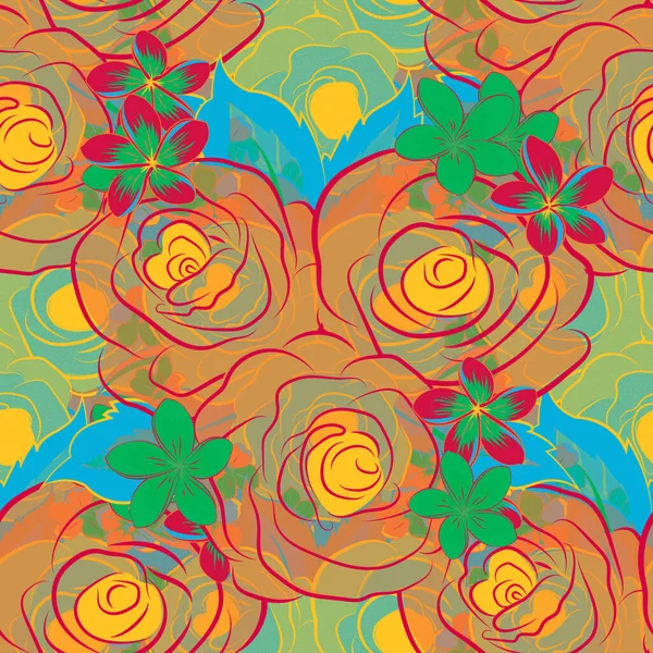 Fondo Floral Vintage Primavera Hermosa Textura Vectorial Patrón Sin Costuras — Archivo Imágenes Vectoriales