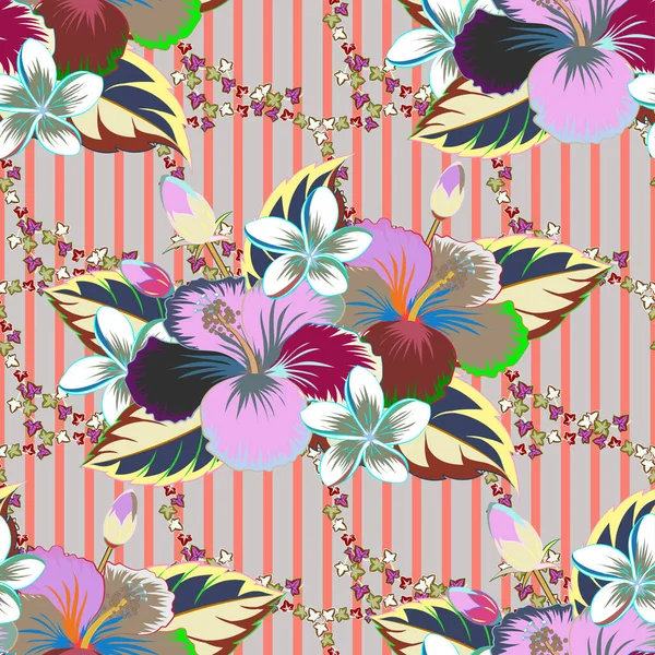 Ilustración Vectorial Patrón Floral Sin Costuras Colores Azul Rosa — Archivo Imágenes Vectoriales