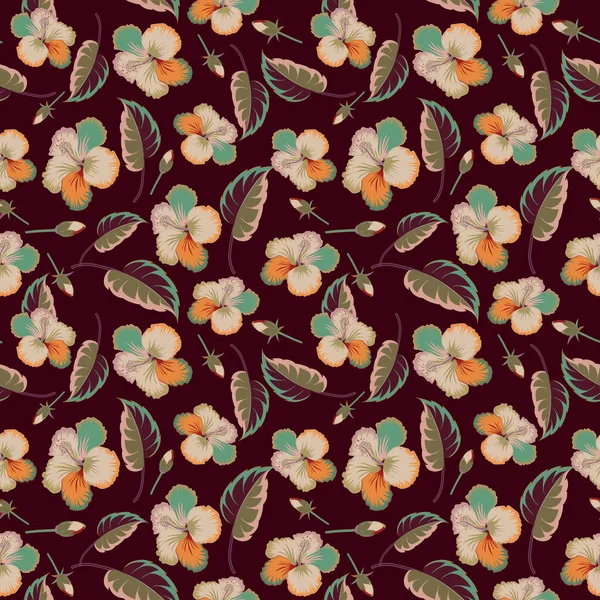 Patrón Exótico Sin Costuras Con Flores Tropicales Rojas Beige Marrones — Vector de stock