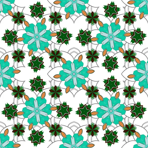Grille Bleue Verte Style Oriental Fond Carte Islamique Hétéroclite Est — Image vectorielle