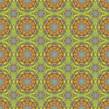 Yeşil, turuncu ve sarı arkaplansız çiçek deseni. Tebrik kartı, sunum veya düğün davetiyeleri için soyut arabesk arkaplanı. Geleneksel gotik damask arkaplanı.