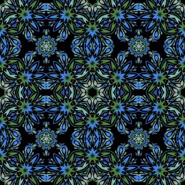 Barok desenli çiçekli kumaş desenli. Vektör çizimi. Şatafatlı klasik süs, duvar kağıtları, baskı, tekstil veya kumaş için kraliyet Victoria dönemi dokusu.