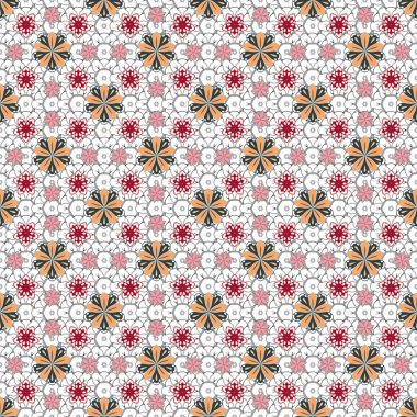 Vektör doğu tarzı arabesk. Pembe, mor ve gri elementli kusursuz desen, bukleler ve süsler.