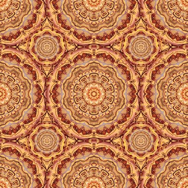 Vektör çizimi. Kahverengi, sarı ve turuncu renklerle çiz. Çiçeklerin canlı tekrarlanması - kusursuz desen oluşturmak için herhangi bir hatları doldurmak için kullanın.