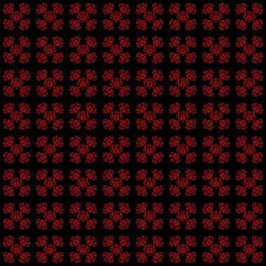 Vektör kesme kağıt dantel dokusu, siyah arkaplanda kırmızı tül, girintisiz desen.