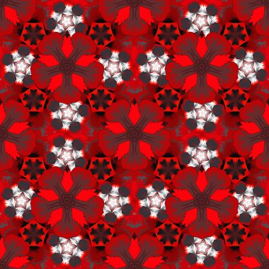 Baskı, kumaş ya da tekstil için Tayland ipeği tasarımı. Tayland hattı, kırmızı, mor ve siyah renklerle kusursuz desen. Izgaralı geleneksel Tayland arkaplan ve dokusu.