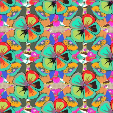 Dekorasyon ve tasarım için güzel bir desen. Kozmos çiçekleriyle klasik tarzda enfes bir desen. Mor, yeşil ve sarı renkli moda baskı. Kozmos çiçekleriyle suluboya kusursuz desen.