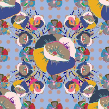 El boyası resimli çok renkli arkaplan. Vektör tropikal çiçekler kusursuz desen.