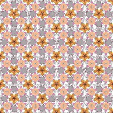 Bej, gri ve sarı elementli vektörsüz desen. Motley ızgarası.