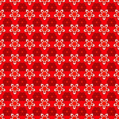 Kırmızı ve pembe tekrarlayan elementlerle kusursuz soyut desen. Oriental vektör klasik desen.