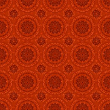 Renkli desenler antika. Kusursuz bir arka plan. Turuncu, kırmızı ve siyah renklerde çiçek süsü.