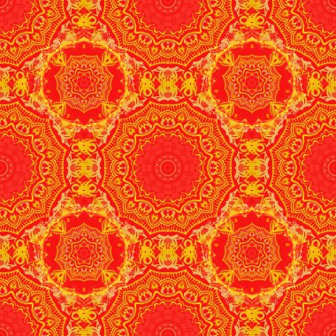 Turuncu, kırmızı ve sarı gradyanlı klasik dikişsiz desen. Karmaşık dekorlu zarif bir davetiye kartı..