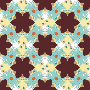 Bej, kahverengi ve kırmızı elementlerle Geometrik süsleme. Soyut geometrik çizim. Kusursuz geometrik desen. Karışık gradyanlı vektörsüz desen.