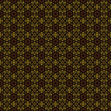 Kusursuz damaske deseni. Vektör çizimi. Sarı, yeşil ve gri renklerde Victoria dönemi arkaplanı..