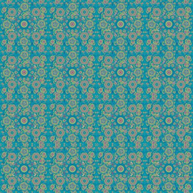 Vektör kesim kağıt dantel dokusu, bej, yeşil ve mavi tül, girintisiz desen.