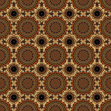 Vektör çizimi. Ikat damaske desensiz arkaplan fayansı.