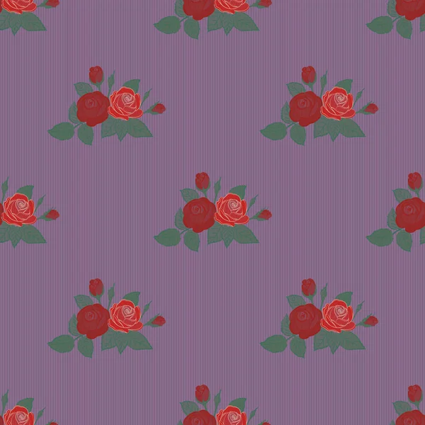 Vector Floral Seamless Pattern Background Purple Gray Black Painted Roses — Stock Vector