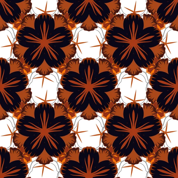 ベクトルヴィンテージのダマスク装飾 オレンジ色のシームレスなタイリングパターン — ストックベクタ