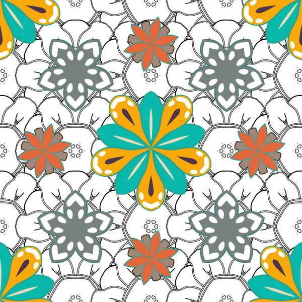 Gelbes Graues Und Blaues Gitter Orientalischen Stil Östlich Kunterbunte Islamische — Stockvektor