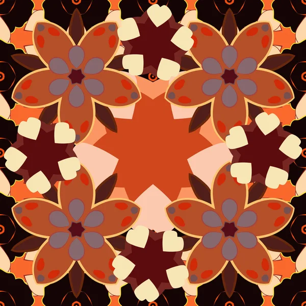 Repeating Flower Pattern Modern Motley Floral Seamless Pattern Beige Orange — Stock Vector