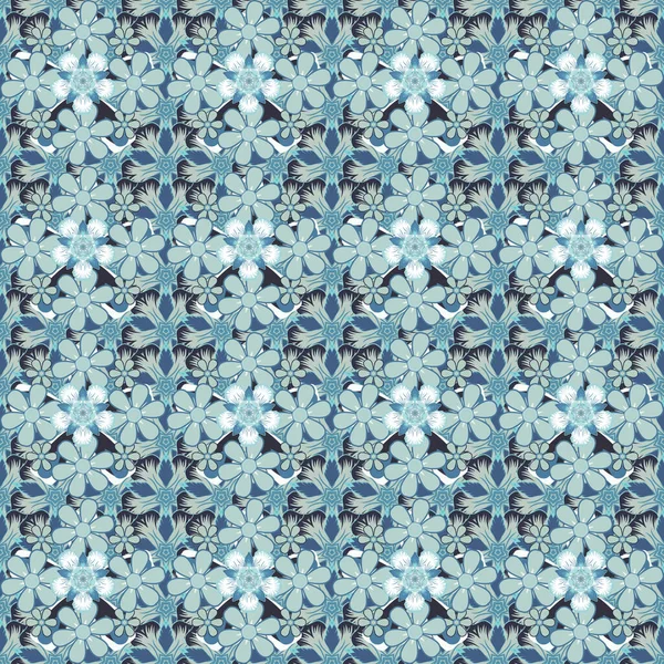 Roztomilý Design Bezešvých Vzorů Mnoho Květin Fialové Šedé Modré Barvě — Stockový vektor