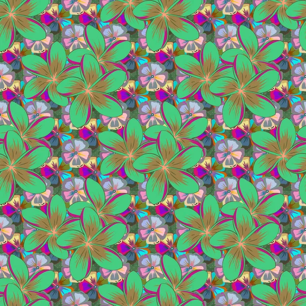 Fundo Vetorial Abstrato Padrão Sem Costura Floral Com Flores Floridas — Vetor de Stock