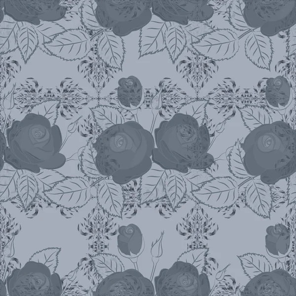 Fleurs Abstraites Bleues Vertes Grises Modèle Sans Couture Arrière Plan — Image vectorielle