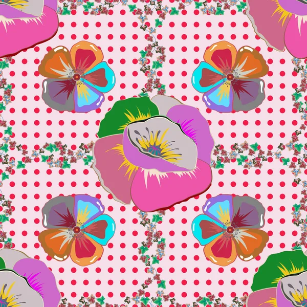 Векторная Иллюстрация Многими Разноцветными Цветами Модный Разноцветный Бесшовный Цветочный Узор — стоковый вектор