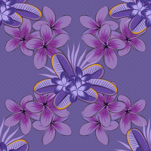 Nahtloses Blumenmuster Mit Stilisierten Blüten Den Farben Blau Violett Und — Stockvektor