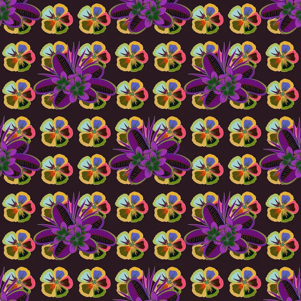 Stock Vector Ilustración Patrón Inconsútil Flores Plumeria Abstrat Colores Violeta — Vector de stock