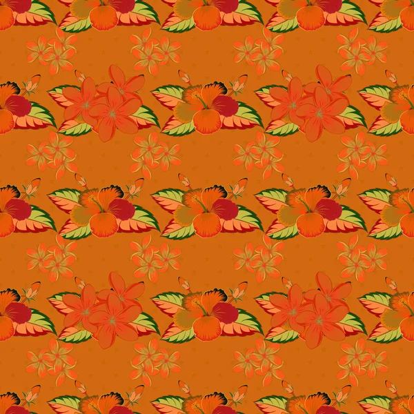 Motif Vintage Sans Couture Dans Les Couleurs Jaune Rouge Orange — Image vectorielle