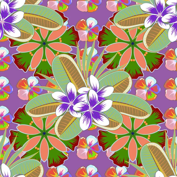 Motif Floral Sans Couture Tendance Illustration Vectorielle Avec Nombreuses Fleurs — Image vectorielle