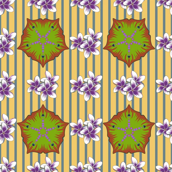 Illustration Vectorielle Motif Sans Couture Avec Jolies Fleurs Violet Vert — Image vectorielle