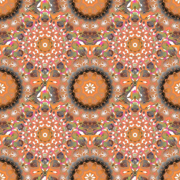 Wallpaper Baroque Seamless Vector Background Brown Orange Beige Colors Floral — Stock Vector