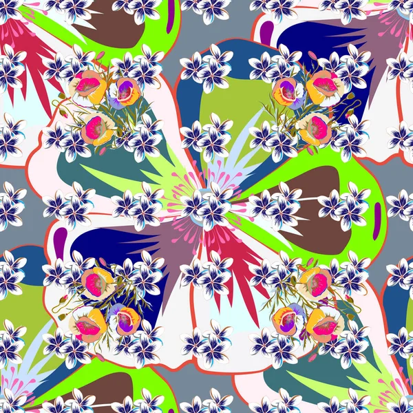 ストック ベクトル イラスト 中性の背景に抽象的なコスモスの花のシームレスなパターン ヴィンテージスタイル — ストックベクタ