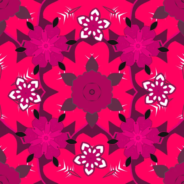 Ilustración Vectorial Patrón Fondo Sin Costuras Con Flores Tropicales Hojas — Vector de stock