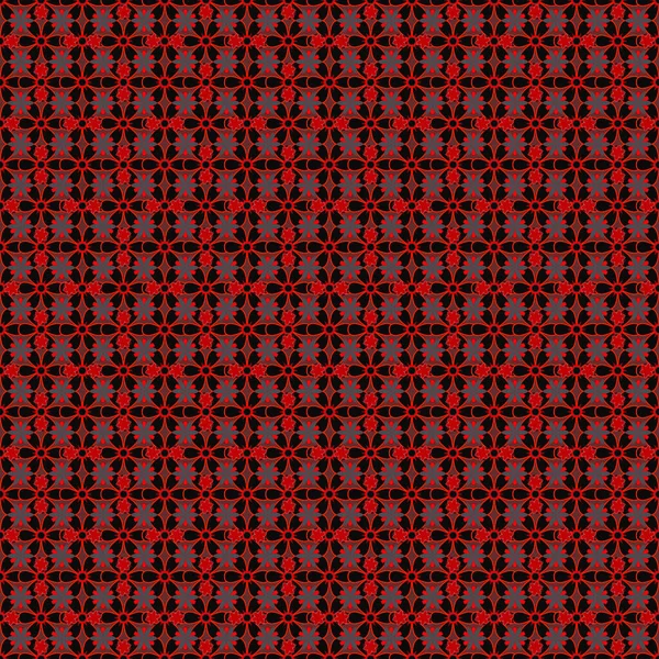 Motley电网具有褐色 红色和黑色元素的矢量无缝图案 — 图库矢量图片