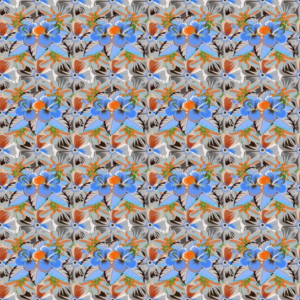 Modèle Floral Hibiscus Vectoriel Floral Motif Sans Couture Fleurs Hibiscus — Image vectorielle
