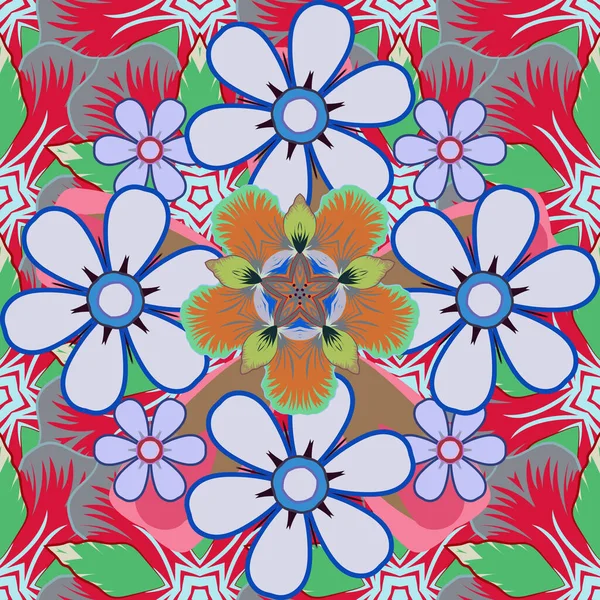 Raster Adorno Floral Ditsy Bordado Para Textiles Tejidos Moda Patrón — Vector de stock