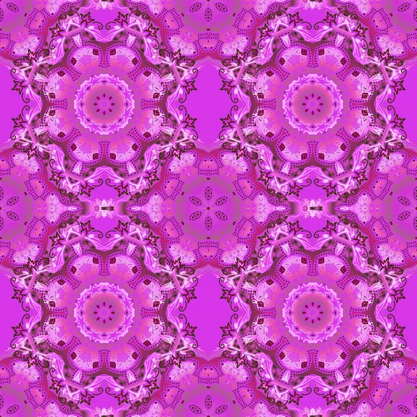 Patrón Decorativo Copos Nieve Púrpura Magenta Violeta Patrón Sin Costura — Vector de stock