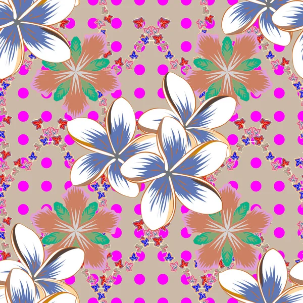 Ilustración Vectorial Con Muchas Flores Color Beige Rosa Patrón Floral — Vector de stock